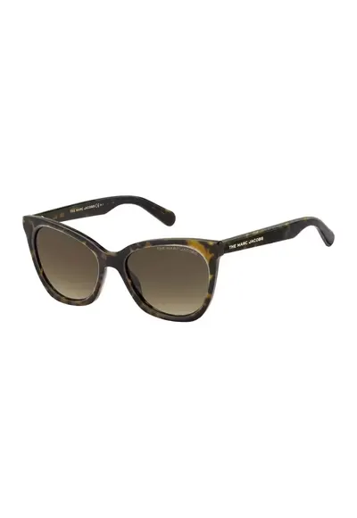 Ochelari de soare cat-eye cu detalii logo - Negru/Maro