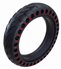 Anvelopa trotineta electrica plina, fara camera, dimensiune 8.5 x 2A, culoare negru cu triunghiuri rosii