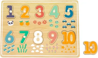Puzzle din lemn pentru copii Hi Pando din 10 piese - Cifre