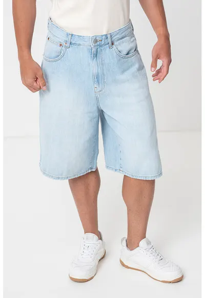 Bermude relaxed fit din denim - Albastru deschis