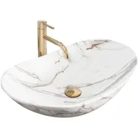Lavoar cu montare pe blat, oval, imitatie piatra cu finisaj lucios, Rea Royal