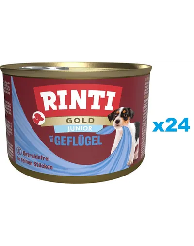 RINTI Gold Junior Poultry Mini conserve pentru catei 24x185 g cu pasare