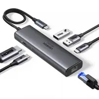 Hub Usb-C Ugreen Cm512 (45000), 2 X Usb-a 3.2 - 2 X Usb-C - 1 X Hdmi - 1 X Rj45, Gri