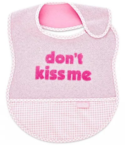 Baveta BabyJem din bumbac Dont Kiss Me Pink