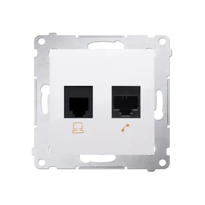 Priza calculator RJ45 cat5e + priza telefon RJ12, alb