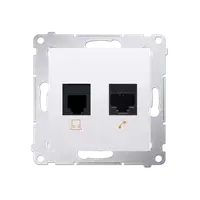 Priza calculator RJ45 cat5e + priza telefon RJ12, alb
