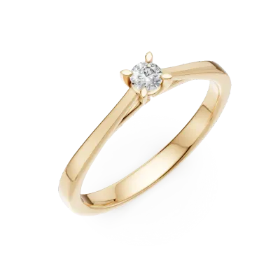 Inel de logodna din aur galben cu un diamant solitaire de 0.15ct