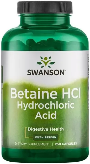 Betaine HCl Hydrochloric Acid, 250 capsule, Swanson