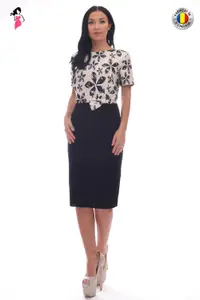 Rochie Vanessa Line eleganta dreapta din brocard