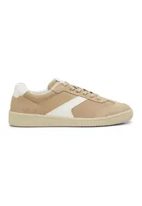 Pantofi sport de piele si piele intoarsa - Alb/Maro camel