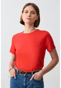 Tricou lejer din amestec de modal - Rosu vermillion