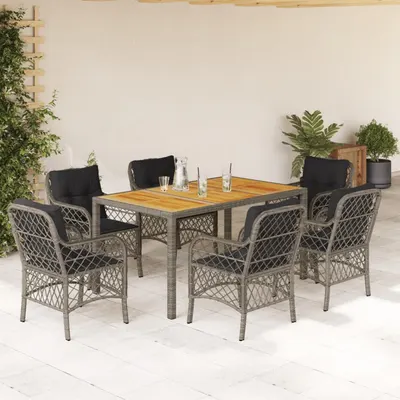Gossi set mobilier de gradina cu perne, 7 piese, gri, poliratan