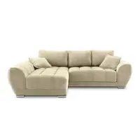Colțar extensibil cu tapițerie de catifea și șezlong pe partea stângă Windsor & Co Sofas Nuage, bej