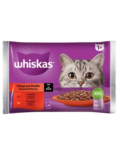 WHISKAS pui si vita in sos 4x85g hrana umeda pisica adulta