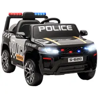 AIYAPLAY Mașina Electrică de Poliție pentru Copii 12V cu Telecomandă, Sirenă și Lumini, Vârsta 3-5 Ani, Negru | Aosom Romania