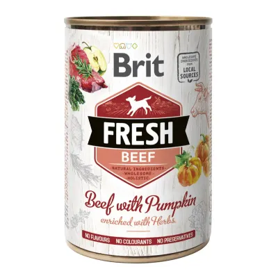 BRIT Fresh, Vită cu Dovleac, conservă hrană umedă fără cereale câini, (în aspic), 400g