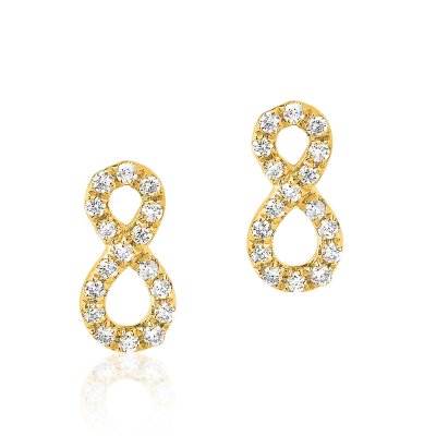 Cercei infinit din aur galben cu diamante de 0.126ct