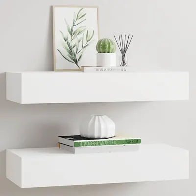 vidaXL Dulapuri de perete cu sertare 2 buc. alb, 60x23,5x10 cm MDF