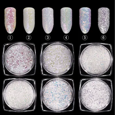 Set 6 Sclipici White Nail Art - GSP97