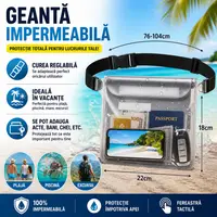 Etui tip borseta, Geanta Impermeabila, Husa telefon mobil, Sistem de inchidere cu 4 trepte, Reglabil