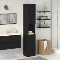 vidaXL Dulap de Baie Stejar negru 32 x 34 x 188,5 cm Lemn prelucrat