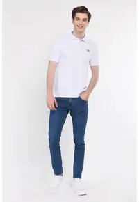 Tricou polo cu logo discret Lakes - Alb
