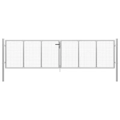 vidaXL Poartă de grădină din oțel galvanizat, argintiu, 400x100 cm