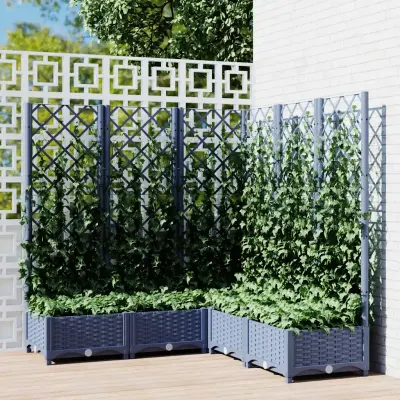 vidaXL Jardinieră de grădină cu spalier,albastru gri,120x120x121,5cm, PP