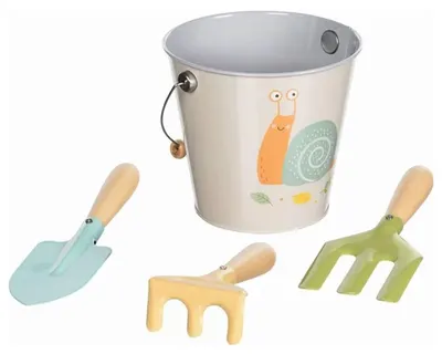 Set pentru copii Goki - Găleată cu unelte de grădină, melc, 4 piese