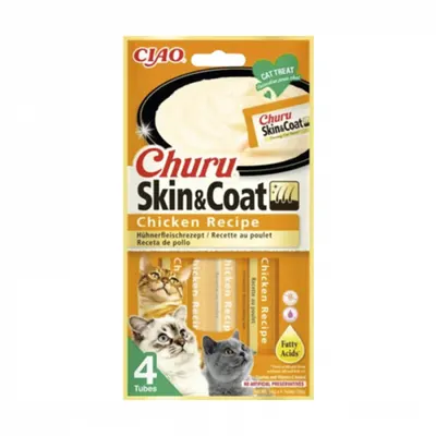 Recompense pentru pisici Churu Skin Coat cu pui 4 buc x 14 gr