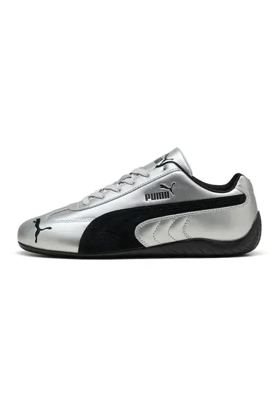 Pantofi sport Speedcat Metallic din piele cu aspect metalizat - Negru/Argintiu