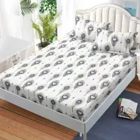 Cearsaf cu Elastic, Bumbac Satinat, 160x200 cm + 2 Fete de Perna 50x70 cm, Crem, inimioare