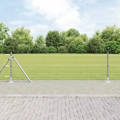 vidaXL Gard Euro cu Bază din Beton 25 x 0,6 m Oțel Galvanizat Argintiu