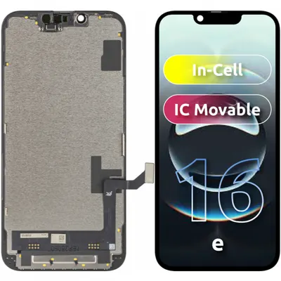 Display cu Touchscreen JK pentru Apple iPhone 17e / 16e, cu Rama, Versiune LCD In-Cell IC Movable, Negru