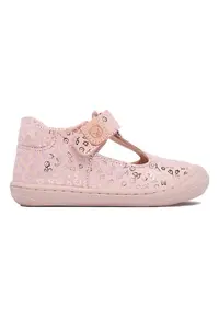 Pantofi copii - piele naturala - roz - inchidere velcro - model floral