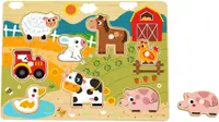 Puzzle din lemn pentru copii Hi Pando din 8 piese - Fermă