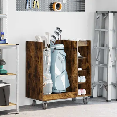 vidaXL Dulap Golf cu roata Simplu Stejar fumuriu 90 x 45 x 98 cm