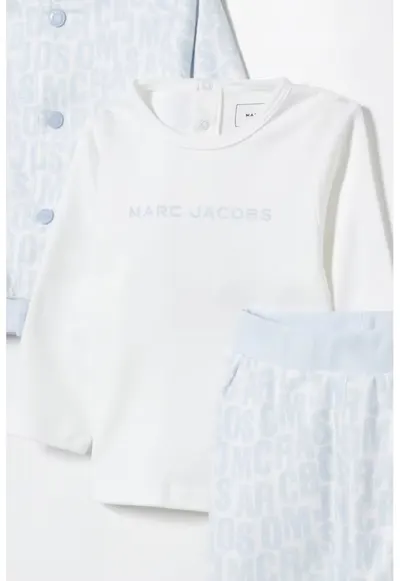 Set de bluza si pantaloni - 3 piese - Alb/Albastru pastel