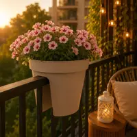 Ghiveci suspendat pentru balustradă, Flower Bridge, 28 x 25 cm, bej nisipiu, pentru balcon, terasă și grădină