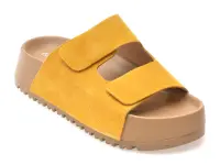 Papuci GRYXX galbeni, 33719, din piele intoarsa