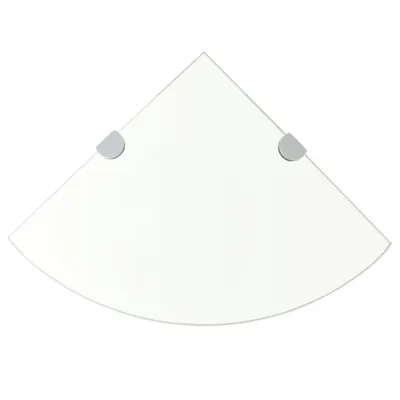 Raft de colț cu suporți de crom din sticlă transparentă 35 x 35 cm