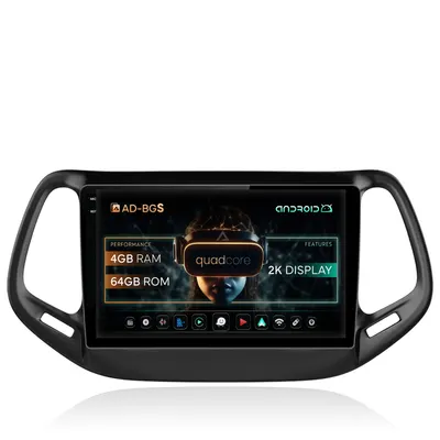 Navigatie 2K Jeep Compass (2016+), Android, S-Quadcore 4GB RAM + 64GB ROM, 10.36 Inch - AD-BGS100042K+AD-BGRKIT287