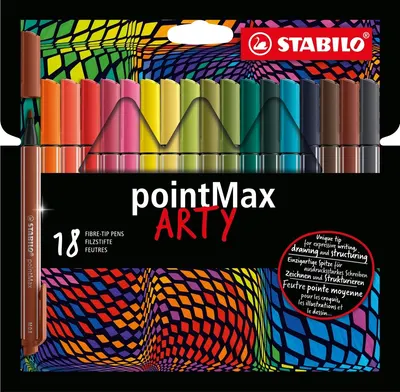 Pixuri marcatoare Stabilo Arty - pointMax, 18 culori
