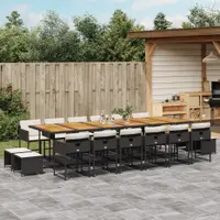 Gossi set mobilier de gradina cu perne, 17 piese, negru, poliratan