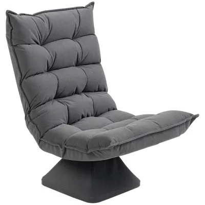 HOMCOM Fotoliu de Podea Relaxant Rotativ 360° cu Spătar Reglabil în 5 Poziții, 62x70x95 cm, Gri | Aosom Romania