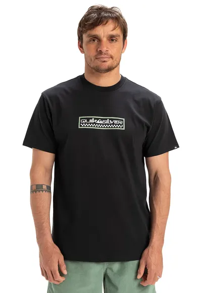 Tricou cu logo si decolteu la baza gatului Sun Dagger - Negru/Alb murdar