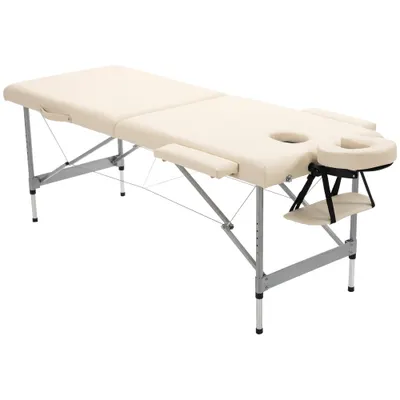 HOMCOM Pat de masaj pliabil, incl. deschidere pentru față, suporturi pentru brațe, tăvițe pentru mâini, masă de masaj mobilă, 186 cm x 71 cm x 83 cm | Aosom Romania
