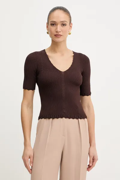 Twinset bluză cu volane pentru femei, cu vâscoză