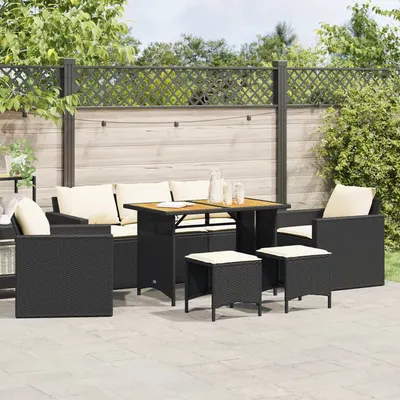Gossi set mobilier de gradina cu perne, 6 piese, negru, poliratan