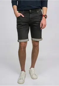 Blugi Barbati Scurti - Chicago Shorts - Marime 36 - Negru - Regular Fit - Bumbac - Design Clasic Casual - Lungime Scurta - Ideal Pentru Uz Zilnic